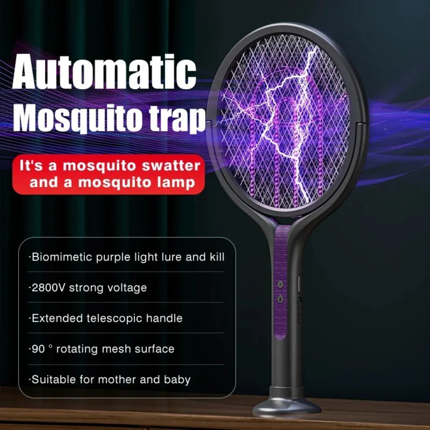 VoltFly™ Mosquito Zapper – UV Light, 2800V Shock, Rechargeable